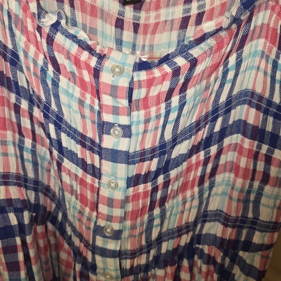 Torrid Multicolor Plaid Smocked  Gauze Camisole 2x Nwt - Picture 5 of 6